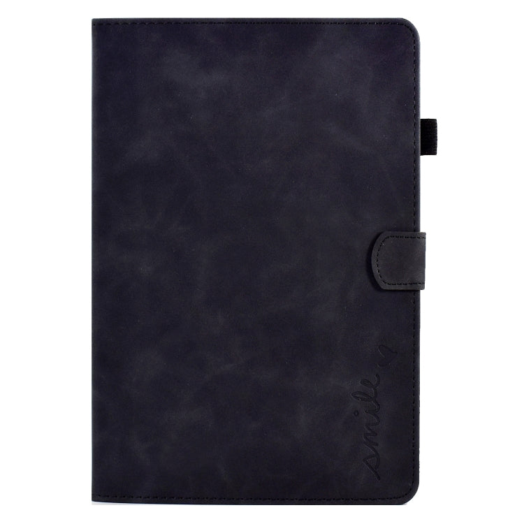 For Amazon Kindle Fire HD 10 2021 Embossed Smile Flip Tablet Leather Case(Black)