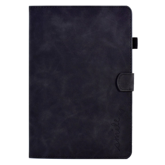 For Amazon Kindle Fire HD 10 2021 Embossed Smile Flip Tablet Leather Case(Black)