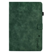 For Amazon Kindle Fire HD 10 2021 Embossed Smile Flip Tablet Leather Case(Green)
