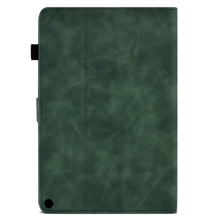 For Amazon Kindle Fire HD 10 2021 Embossed Smile Flip Tablet Leather Case(Green)