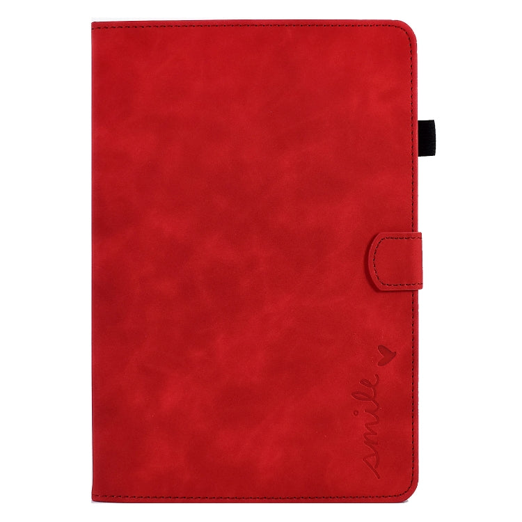For Amazon Kindle Fire HD 10 2021 Embossed Smile Flip Tablet Leather Case(Red)