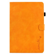 For Amazon Kindle Fire HD 10 2021 Embossed Smile Flip Tablet Leather Case(Khaki)
