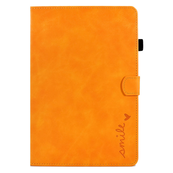 For Amazon Kindle Fire HD 10 2021 Embossed Smile Flip Tablet Leather Case(Khaki)