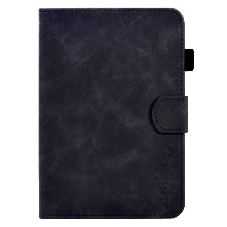 For Amazon Kindle Paperwhite 5 Embossed Smile Flip Tablet Leather Case(Black)