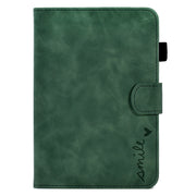 For Amazon Kindle Paperwhite 5 Embossed Smile Flip Tablet Leather Case(Green)