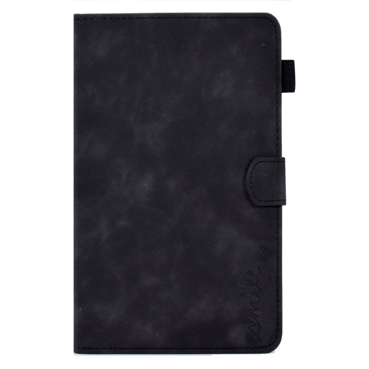 For Amazon Kindle Fire 7 2019/2017/2015 Embossed Smile Flip Tablet Leather Case(Black)