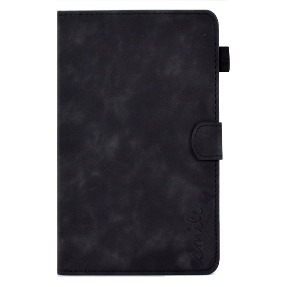 For Amazon Kindle Fire 7 2019/2017/2015 Embossed Smile Flip Tablet Leather Case(Black)