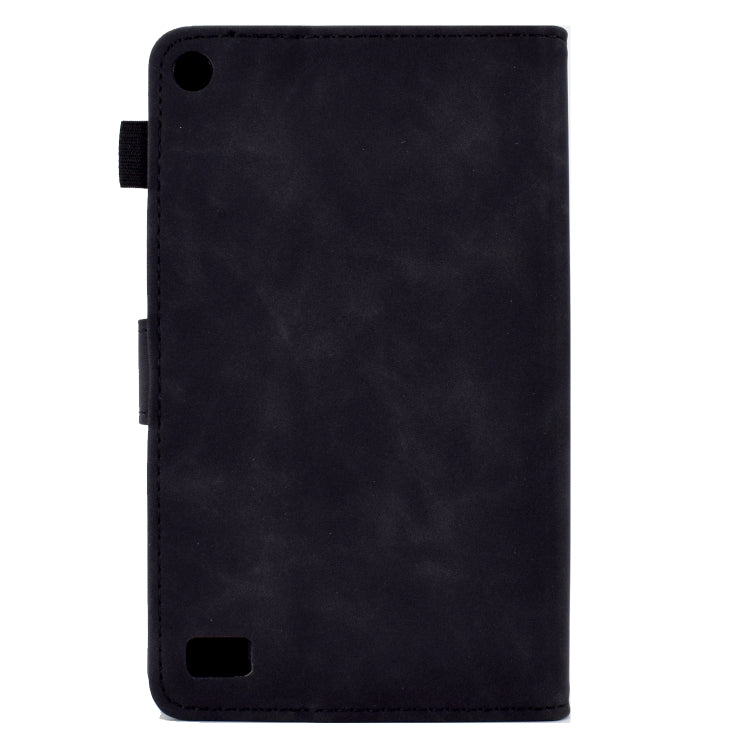 For Amazon Kindle Fire 7 2019/2017/2015 Embossed Smile Flip Tablet Leather Case(Black)