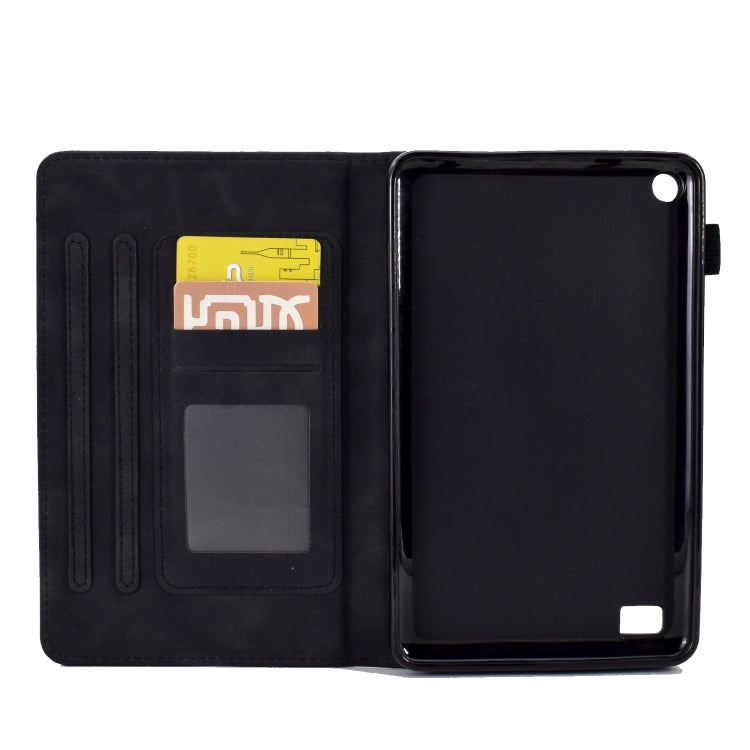 For Amazon Kindle Fire 7 2019/2017/2015 Embossed Smile Flip Tablet Leather Case(Black)