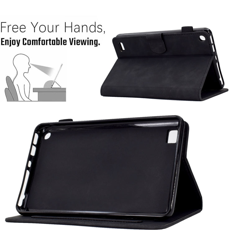 For Amazon Kindle Fire 7 2019/2017/2015 Embossed Smile Flip Tablet Leather Case(Black)