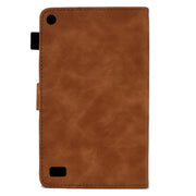 For Amazon Kindle Fire 7 2019/2017/2015 Embossed Smile Flip Tablet Leather Case(Brown)