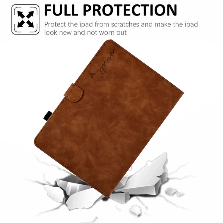 For Amazon Kindle Fire 7 2019/2017/2015 Embossed Smile Flip Tablet Leather Case(Brown)