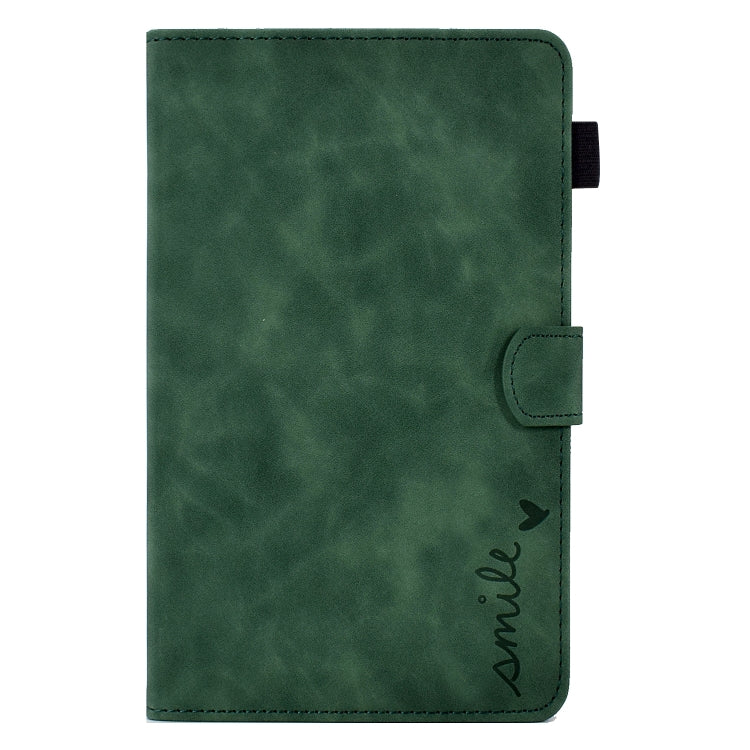 For Amazon Kindle Fire 7 2019/2017/2015 Embossed Smile Flip Tablet Leather Case(Green)
