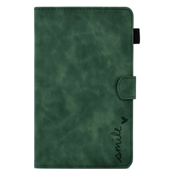 For Amazon Kindle Fire 7 2019/2017/2015 Embossed Smile Flip Tablet Leather Case(Green)