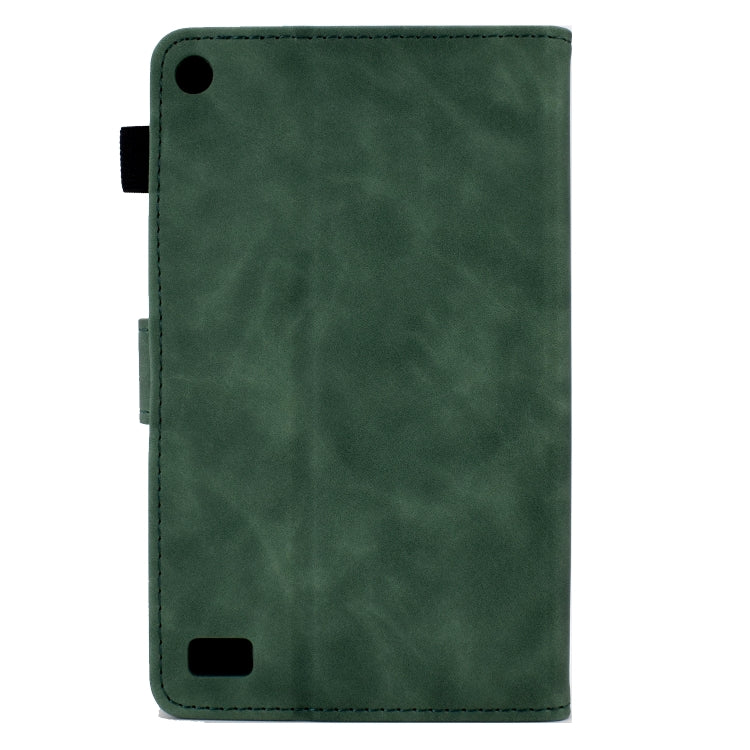 For Amazon Kindle Fire 7 2019/2017/2015 Embossed Smile Flip Tablet Leather Case(Green)