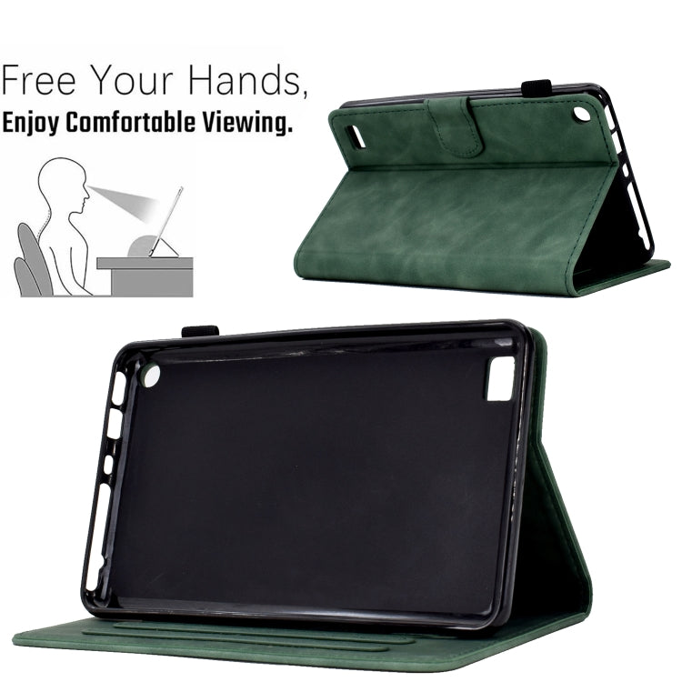 For Amazon Kindle Fire 7 2019/2017/2015 Embossed Smile Flip Tablet Leather Case(Green)