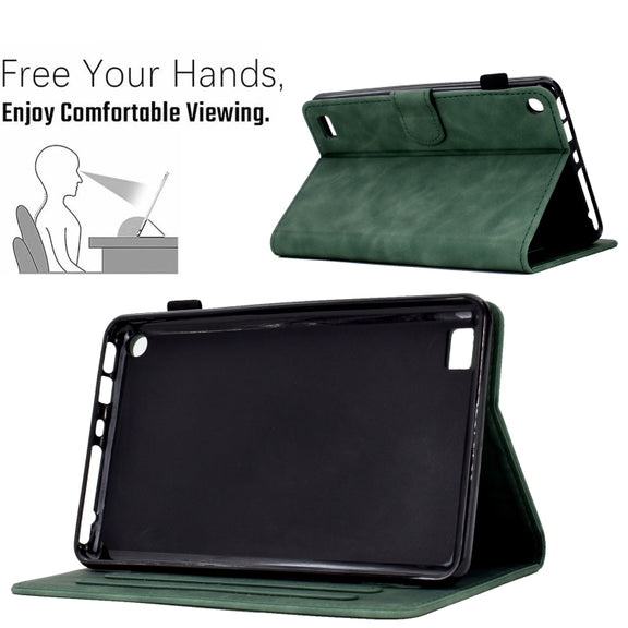 For Amazon Kindle Fire 7 2019/2017/2015 Embossed Smile Flip Tablet Leather Case(Green)