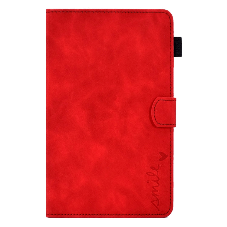 For Amazon Kindle Fire 7 2019/2017/2015 Embossed Smile Flip Tablet Leather Case(Red)