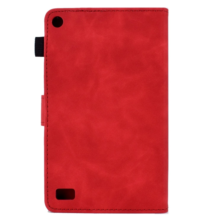 For Amazon Kindle Fire 7 2019/2017/2015 Embossed Smile Flip Tablet Leather Case(Red)