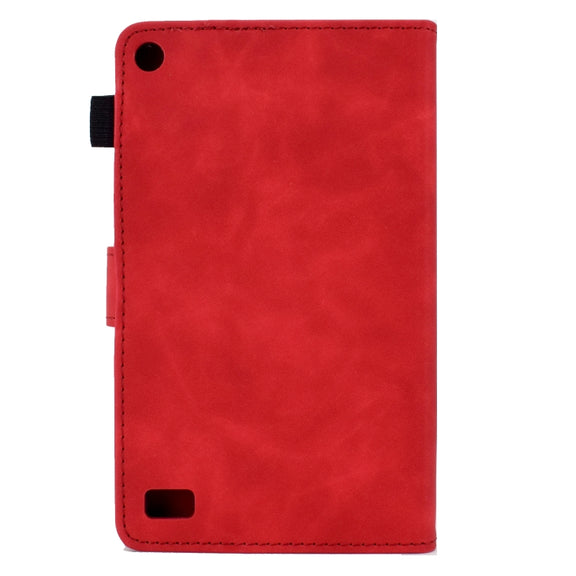 For Amazon Kindle Fire 7 2019/2017/2015 Embossed Smile Flip Tablet Leather Case(Red)