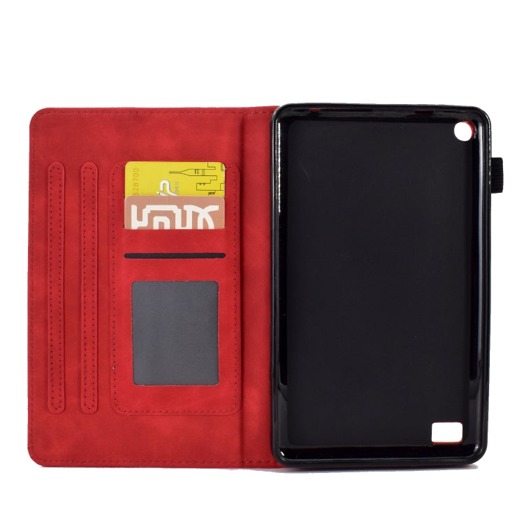 For Amazon Kindle Fire 7 2019/2017/2015 Embossed Smile Flip Tablet Leather Case(Red)