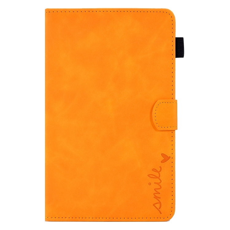 For Amazon Kindle Fire 7 2019/2017/2015 Embossed Smile Flip Tablet Leather Case(Khaki)