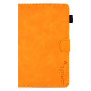 For Amazon Kindle Fire 7 2019/2017/2015 Embossed Smile Flip Tablet Leather Case(Khaki)