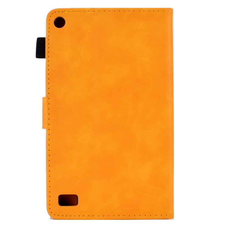 For Amazon Kindle Fire 7 2019/2017/2015 Embossed Smile Flip Tablet Leather Case(Khaki)