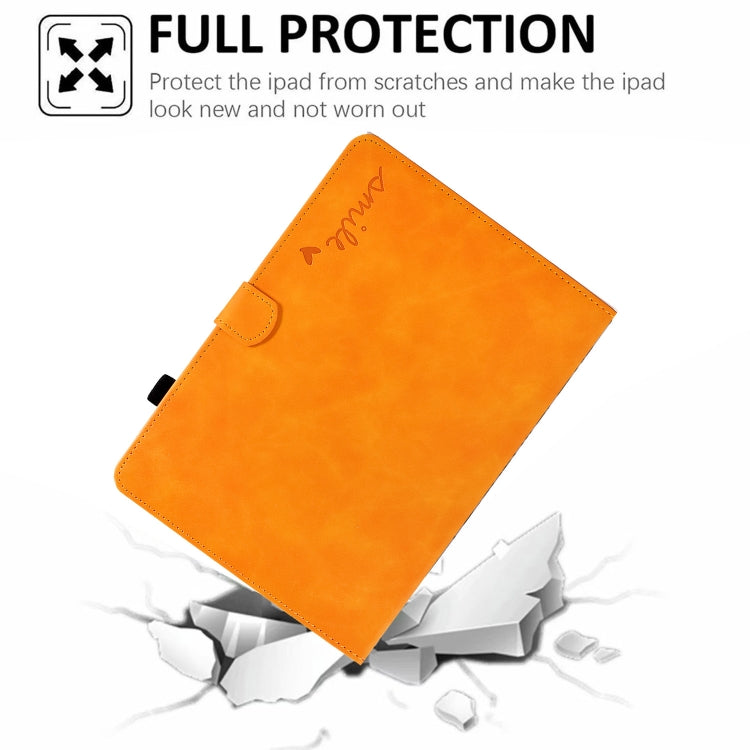 For Amazon Kindle Fire 7 2019/2017/2015 Embossed Smile Flip Tablet Leather Case(Khaki)