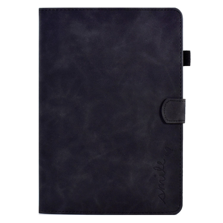 For Lenovo Tab M10 Embossed Smile Flip Tablet Leather Case(Black)