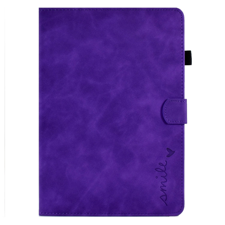 For Lenovo Tab M10 Embossed Smile Flip Tablet Leather Case(Purple)