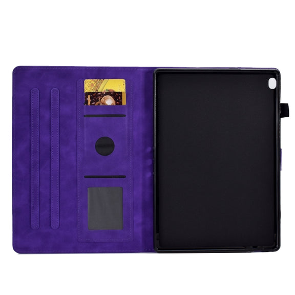 For Lenovo Tab M10 Embossed Smile Flip Tablet Leather Case(Purple)