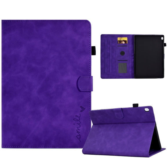 For Lenovo Tab M10 Embossed Smile Flip Tablet Leather Case(Purple)