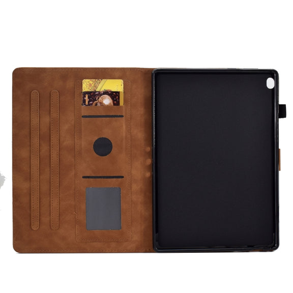 For Lenovo Tab M10 Embossed Smile Flip Tablet Leather Case(Brown)