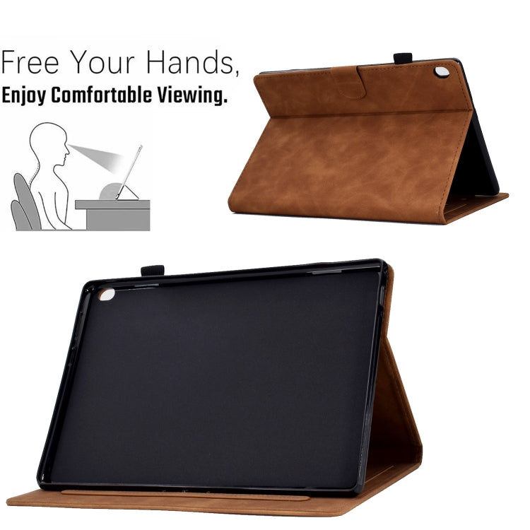 For Lenovo Tab M10 Embossed Smile Flip Tablet Leather Case(Brown)