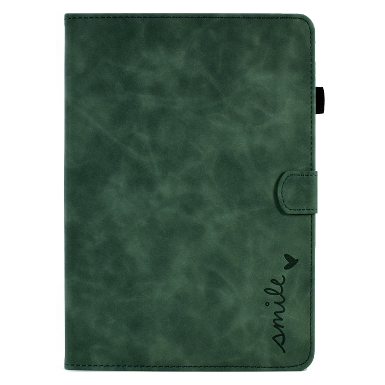 For Lenovo Tab M10 Embossed Smile Flip Tablet Leather Case(Green)