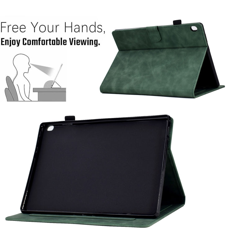 For Lenovo Tab M10 Embossed Smile Flip Tablet Leather Case(Green)