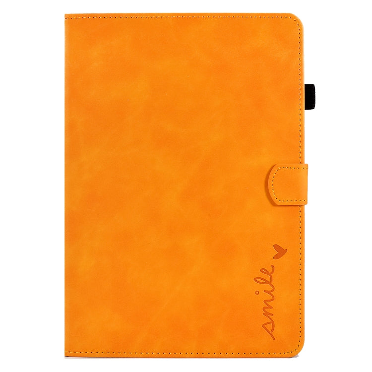 For Lenovo Tab M10 Embossed Smile Flip Tablet Leather Case(Khaki)