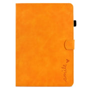 For Lenovo Tab M10 Embossed Smile Flip Tablet Leather Case(Khaki)