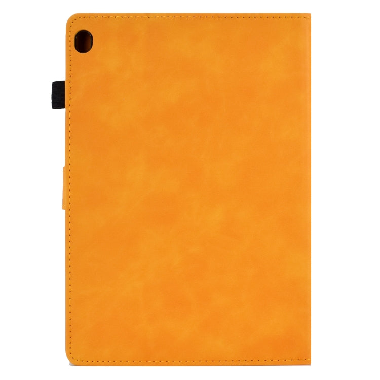 For Lenovo Tab M10 Embossed Smile Flip Tablet Leather Case(Khaki)