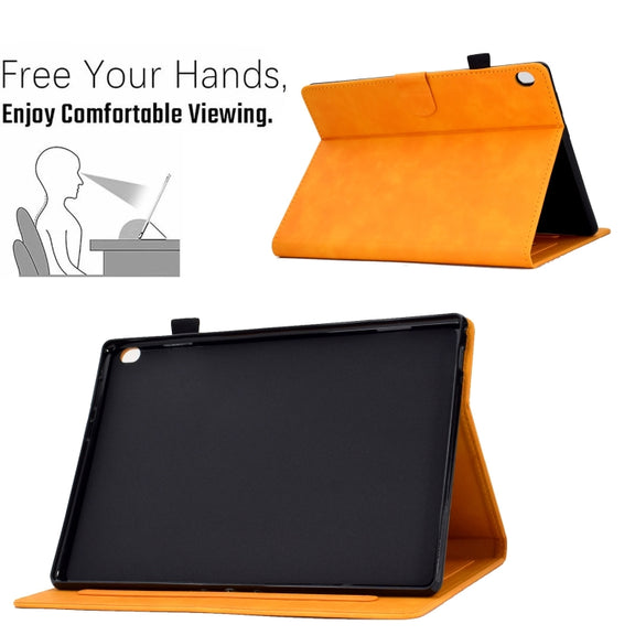 For Lenovo Tab M10 Embossed Smile Flip Tablet Leather Case(Khaki)