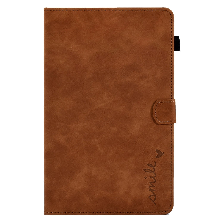 For Lenovo Tab M10 HD Gen 2 Embossed Smile Flip Tablet Leather Case(Brown)