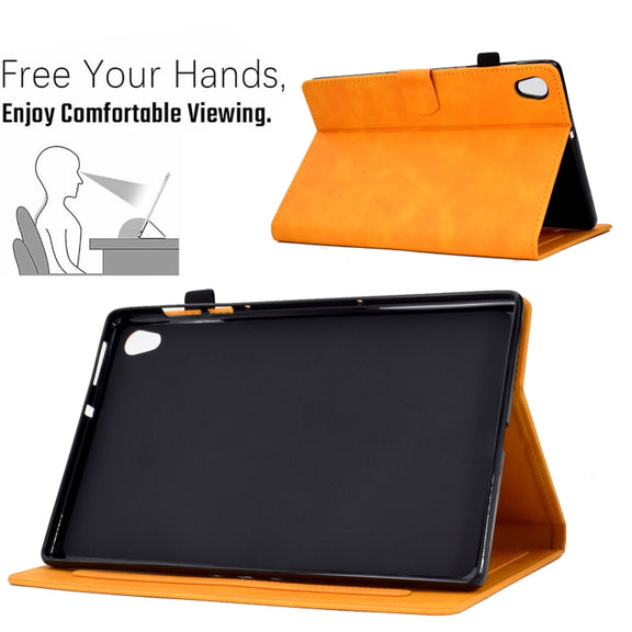 For Lenovo Tab M10 HD Gen 2 Embossed Smile Flip Tablet Leather Case(Khaki)