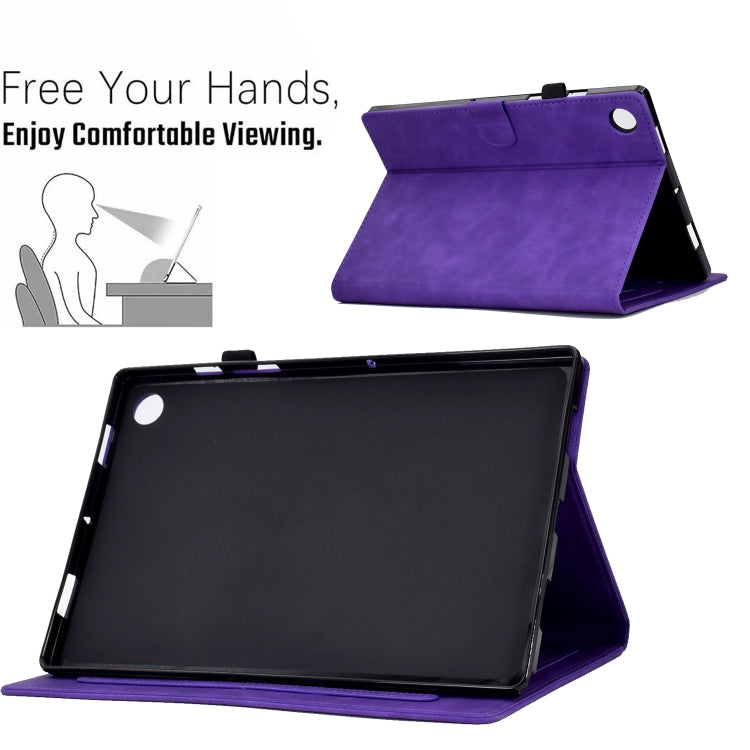 For Lenovo Tab M10 3rd Gen Embossed Smile Flip Tablet Leather Case(Purple)