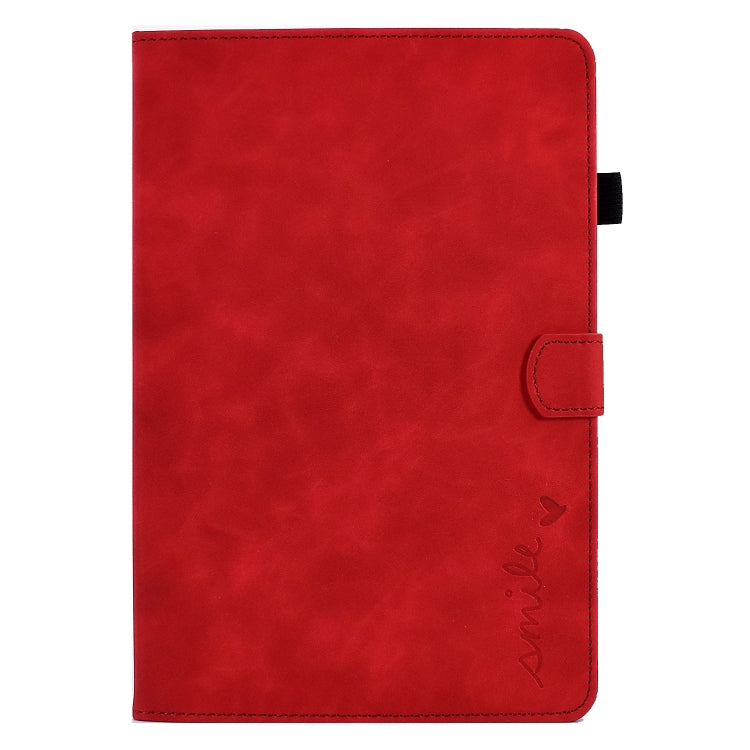 For Lenovo Tab M10 3rd Gen Embossed Smile Flip Tablet Leather Case(Red)