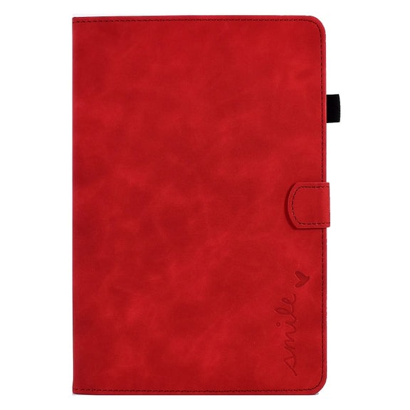 For Lenovo Tab M10 3rd Gen Embossed Smile Flip Tablet Leather Case(Red)