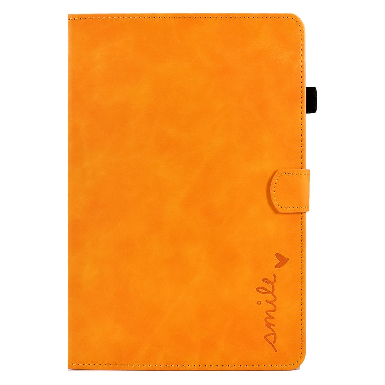For Lenovo Tab M10 3rd Gen Embossed Smile Flip Tablet Leather Case(Khaki)