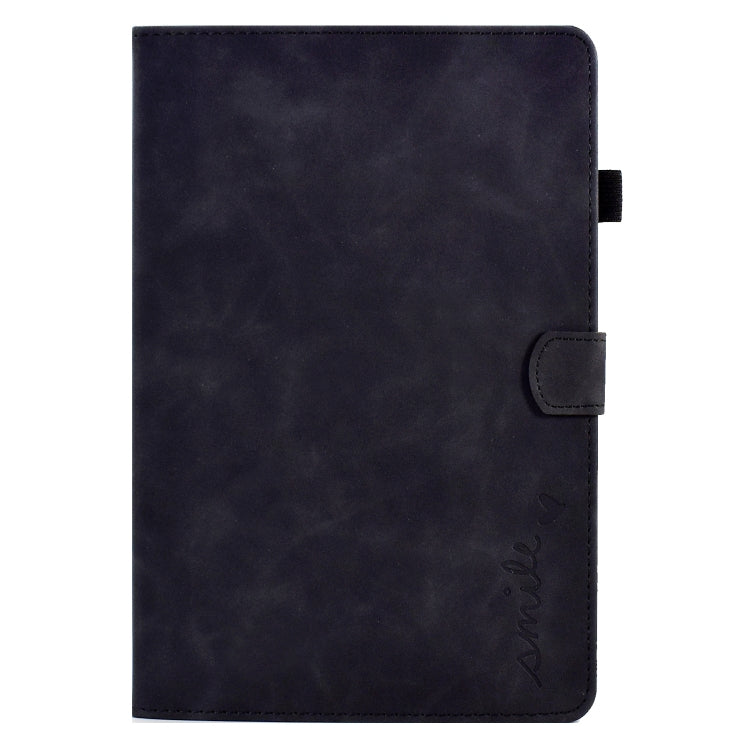 For Lenovo M10 Plus Embossed Smile Flip Tablet Leather Case(Black)