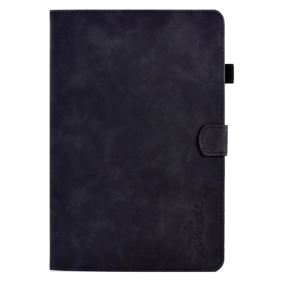 For Lenovo M10 Plus Embossed Smile Flip Tablet Leather Case(Black)