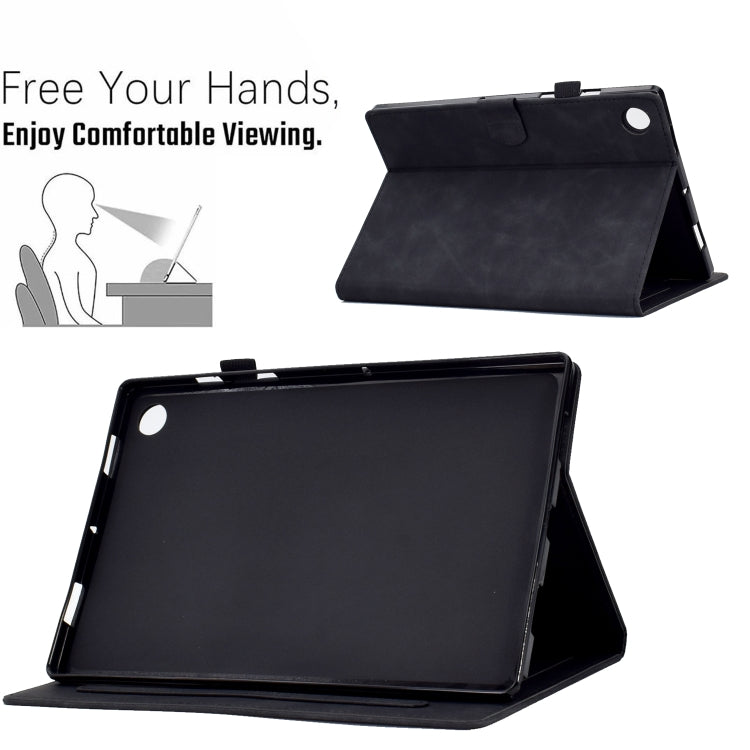 For Lenovo M10 Plus Embossed Smile Flip Tablet Leather Case(Black)